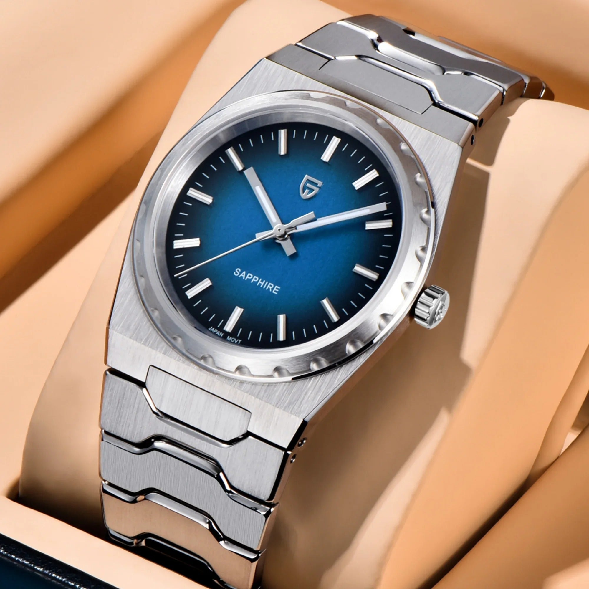 Pagani Design Blue Dial Sapphire Crystal 37MM, Seiko VJ21 Quartz Movement