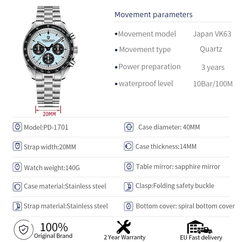 Pagani Design Speedmaster Chronograph Men's watch